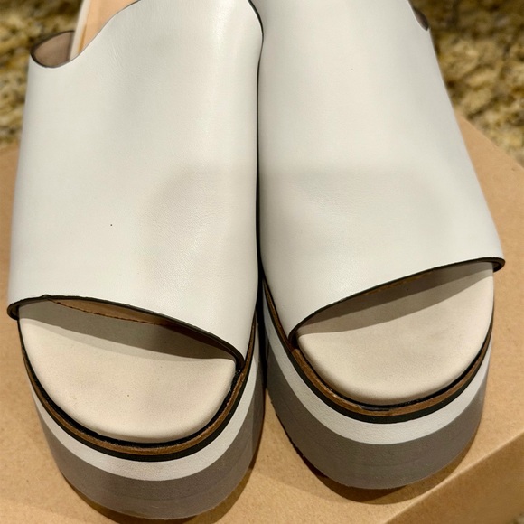 Naked Feet Women's Cream and Gray Platform Slides - Picture 7 of 9